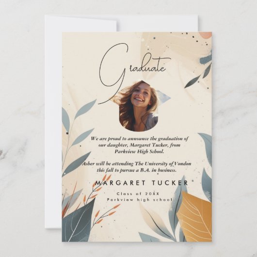 Faire-part Fille diplômée (Devant)