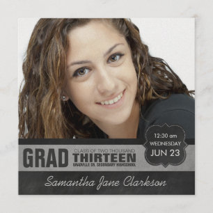 Faire-part Fille Diplômée Moderne et Élégante sur Tableau Noi