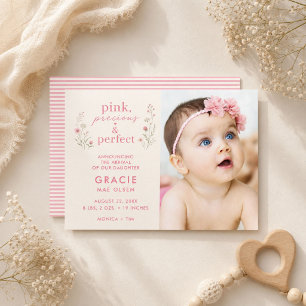 Faire-part Fille Photo Naissance Fleur Sauvage Parfaite Préci