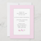 Faire-part Fille rose photo florale simple mignonne fantaisis (Dos)