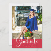 Faire-part Fille Rouge Photo Lycée de la fête de graduation (Devant)