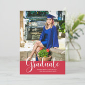 Faire-part Fille Rouge Photo Lycée de la fête de graduation (Debout devant)