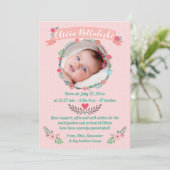Faire-part Filles Photo Floral Wreath Baby Arrivée Merci (Debout devant)