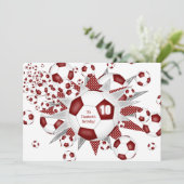 Faire-part Filles sport anniversaire marron ballon de footbal (Debout devant)