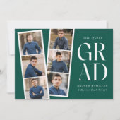 Faire-part Filmstrip moderne Vert 6 Photo Graduation (Devant)