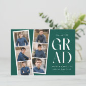 Faire-part Filmstrip moderne Vert 6 Photo Graduation (Debout devant)