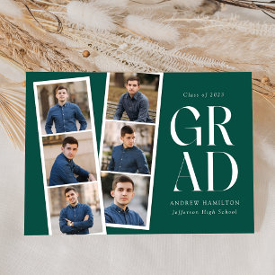 Faire-part Filmstrip moderne Vert 6 Photo Graduation