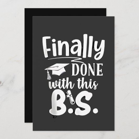 Faire-part Fini avec ce BS Funny graduation 2025 (Devant / Derrière)