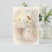 Faire-part First Communion Angel Eucharist Prayer Keepsake (Debout devant)