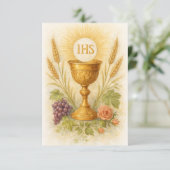 Faire-part First Communion Keepsake Eucharistic Chalice Card (Debout devant)