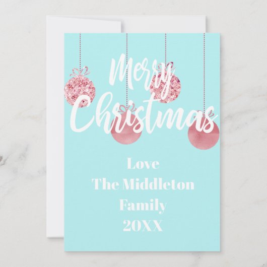 Faire-part Flamant rose de Noël Blue Rose Salutation (Dos)