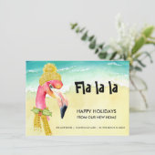 Faire-part Flamant rose Joyeuses vacances de notre nouvelle m (Debout devant)