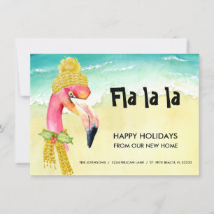 Faire-part Flamant rose Joyeuses vacances de notre nouvelle m