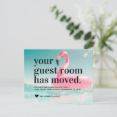 Faire-part Flamant rose rose tropical Changement d'adresse Dé (Debout devant)