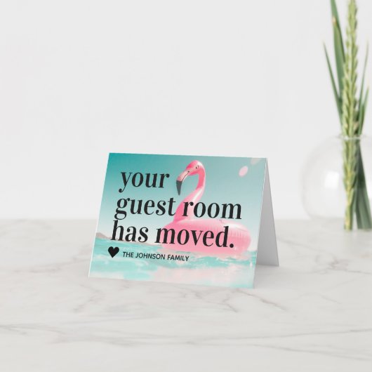 Faire-part Flamant rose rose tropical Changement d'adresse Dé (Devant)