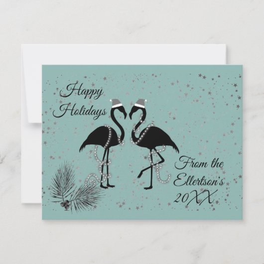 Faire-part Flamants roses amusants Noël Parties scintillant p (Devant)