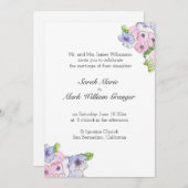 Faire-part Flambée d'invitation bleue et violette (Devant / Derrière)