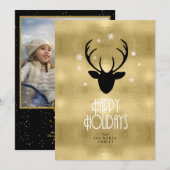 Faire-part Flèches de cerfs Antlers Photo de Noël Gold ID861 (Devant / Derrière)
