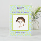 Faire-part Fleur Bouquet Daisy Meadow Périwinkle Lemon Birth (Debout devant)