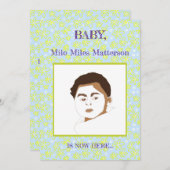 Faire-part Fleur Bouquet Daisy Meadow Périwinkle Lemon Birth (Devant / Derrière)