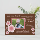 Faire-part Fleur de cerise rose et annonces d'adoption Brown (Debout devant)