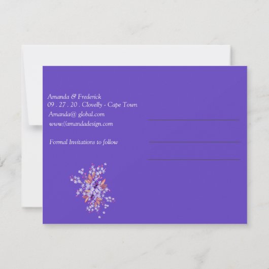 Faire-part Fleur de myosotis lilac Enregistrer les dates (Dos)