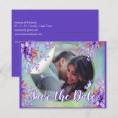 Faire-part Fleur de ne m'oubliez pas lilas Dates de sauvegard (Devant / Derrière)