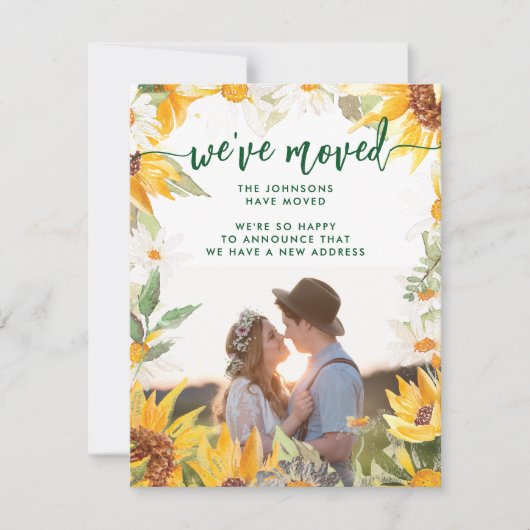 Faire-part Fleur de soleil botanique Changement d'adresse Dép (Devant)