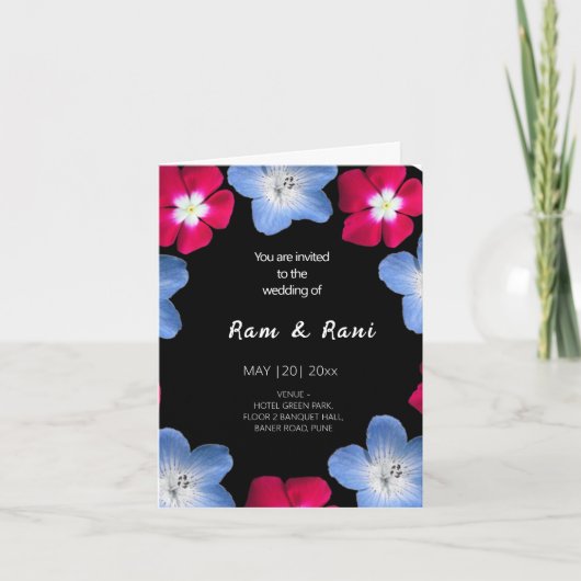 Faire-part Fleur noire et rose (Devant)