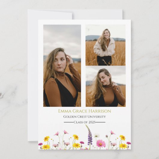 Faire-part fleur sauvage avec photos (Devant)