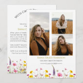 Faire-part fleur sauvage avec photos (Devant / Derrière)