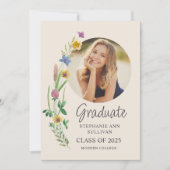 Faire-part Fleur sauvage Boho Girl Photo College Graduation (Devant)