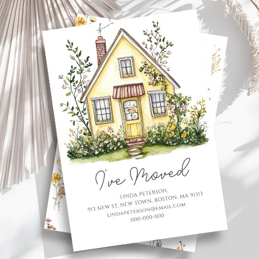 Faire-part Fleur sauvage de la maison jaune | Nouvelle adress