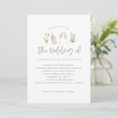 Faire-part fleur sauvage florale champagne moderne script (Debout devant)