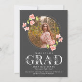 Faire-part Fleur sauvage rose Diplôme du lycée numérique (Devant)