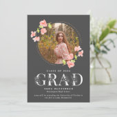 Faire-part Fleur sauvage rose Diplôme du lycée numérique (Debout devant)