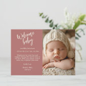 Faire-part Fleur sauvage rose Floral Doux bébé fille naissanc (Debout devant)