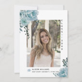 Faire-part Fleurs bleues poussiéreuses Classe de photo de gra (Devant)