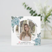 Faire-part Fleurs bleues poussiéreuses Classe de photo de gra (Debout devant)