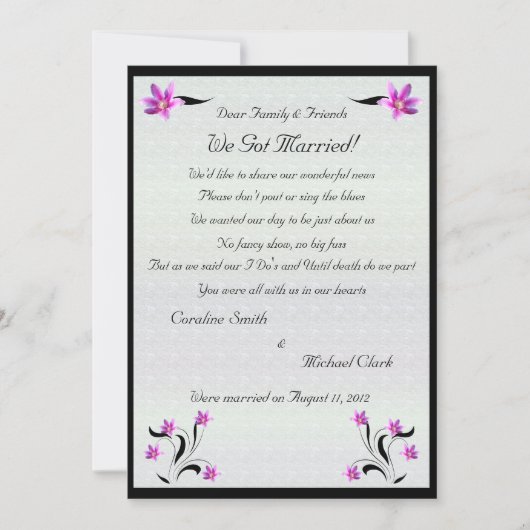 Faire-part Fleurs Clematis sur Stoney Path Elopement 2 (Devant)