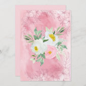 Faire-part Fleurs d'aquarelle blanche et rose pâle (Devant / Derrière)
