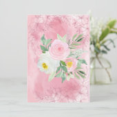 Faire-part Fleurs d'aquarelle blanche et rose pâle (Debout devant)