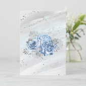 Faire-part Fleurs d'aquarelle bleu pâle (Debout devant)