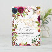 Faire-part Fleurs d'aquarelle de la partie de l'engagement, M (Debout devant)