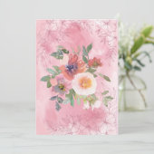 Faire-part Fleurs d'aquarelle rose pâle (Debout devant)