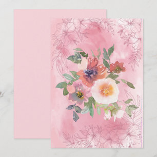 Faire-part Fleurs d'aquarelle rose pâle