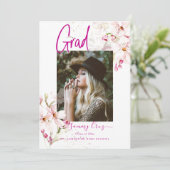 Faire-part Fleurs de cerisier aquarelle pour la remise de dip (Debout devant)