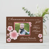 Faire-part Fleurs de cerisiers roses et annonces de naissance (Debout devant)