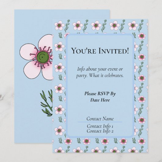 Faire-part Fleurs de Manuka (Devant / Derrière)