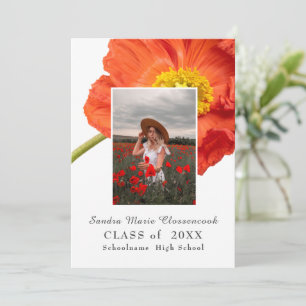 Faire-part Fleurs de pavot rouge Cadre photo Moderne Graduati